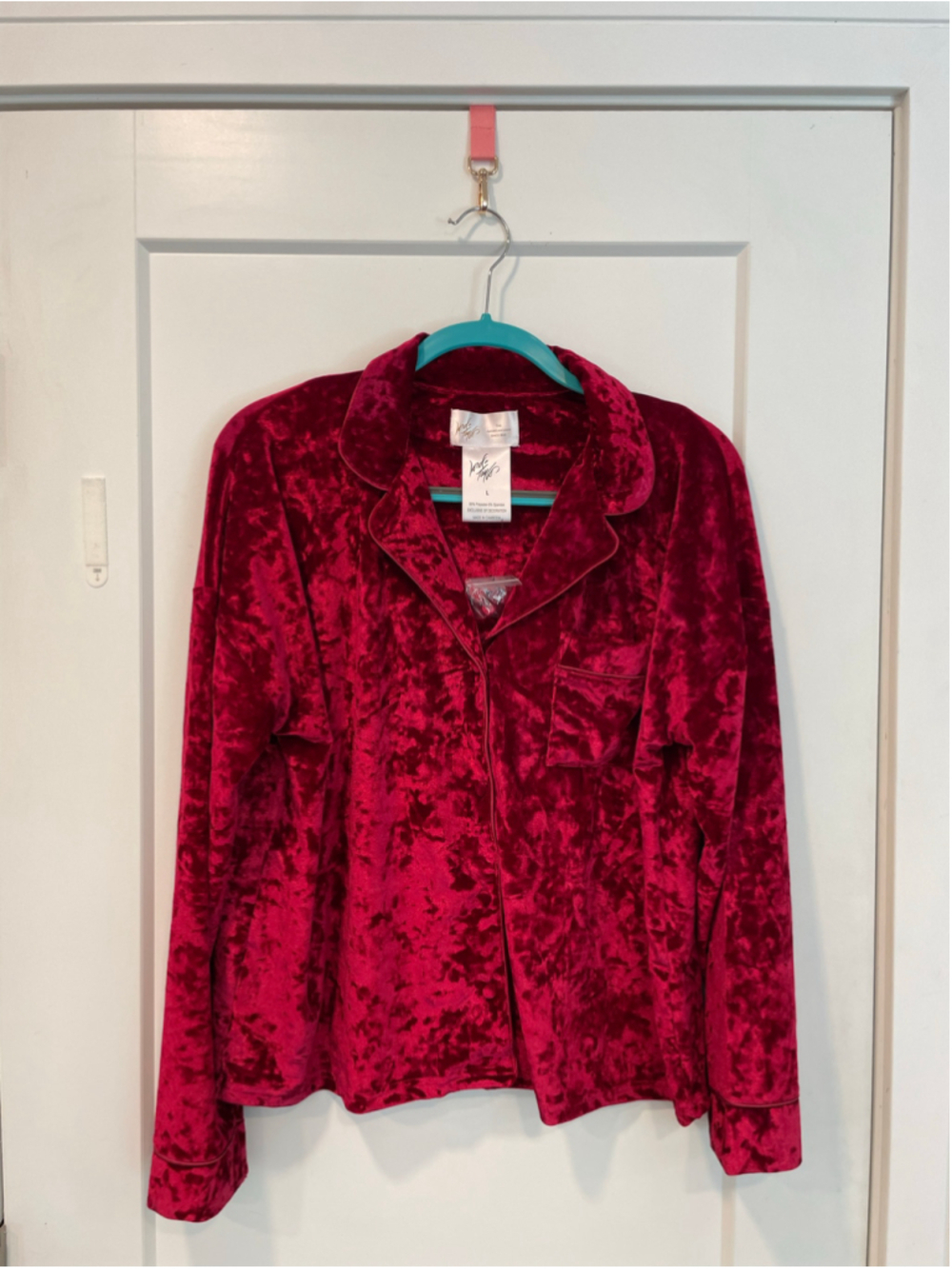 Women's Lord & Taylor Velvet Pajama Top ONLY Red Size Large NWT